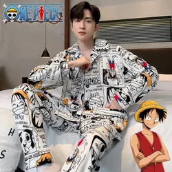 Anime ONE PIECE Luffy Winter Pajamas Set Men Women Pyjamas Cartoon Flannel Loung Sleepwear Teens Boys Pijama Mujer Homewear Gift