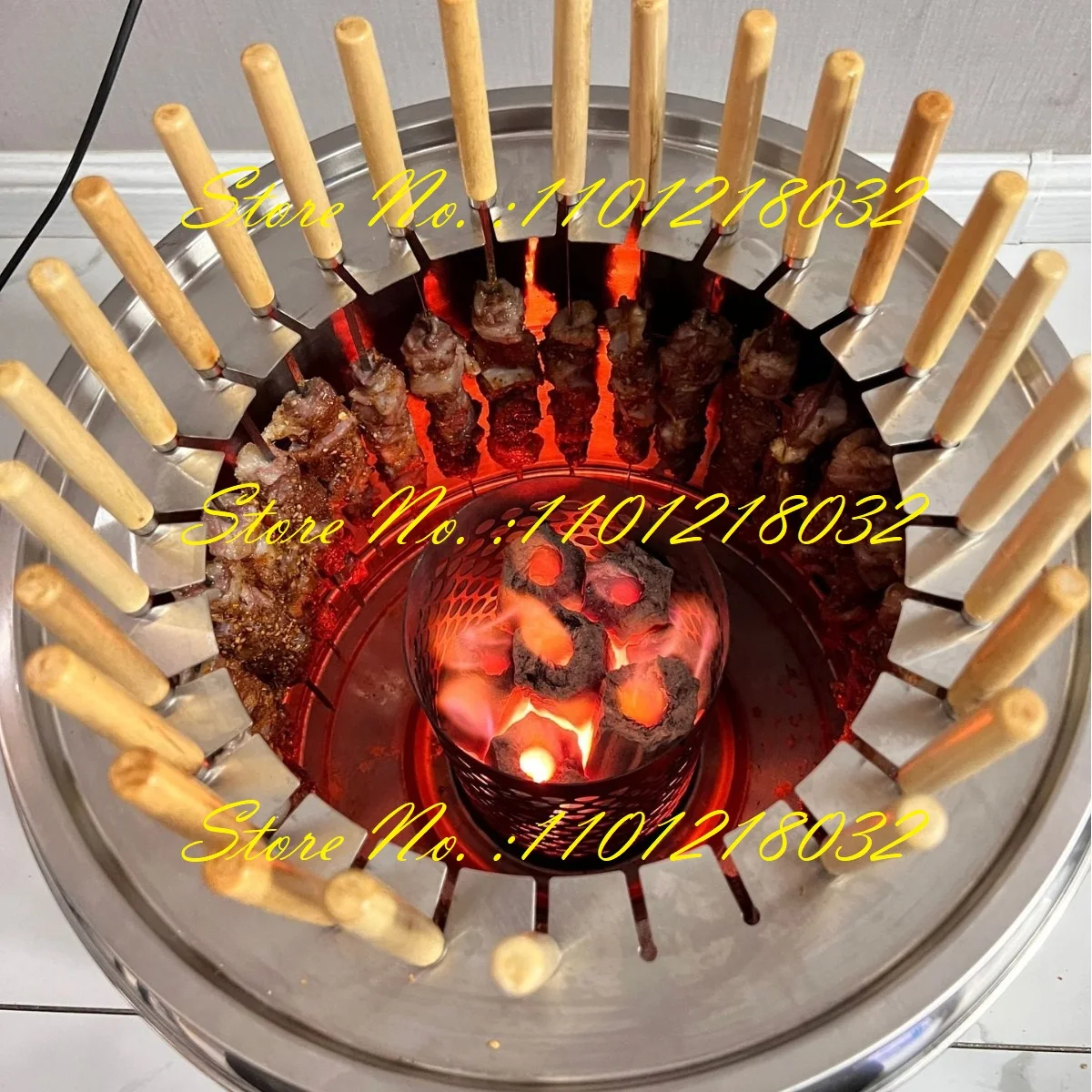 

New Smokeless Barbecue Grill Home Braising Stainless Steel Hanging Oven Skewer Bucket Stove Rack Lamb Outdoor Charcoal Round