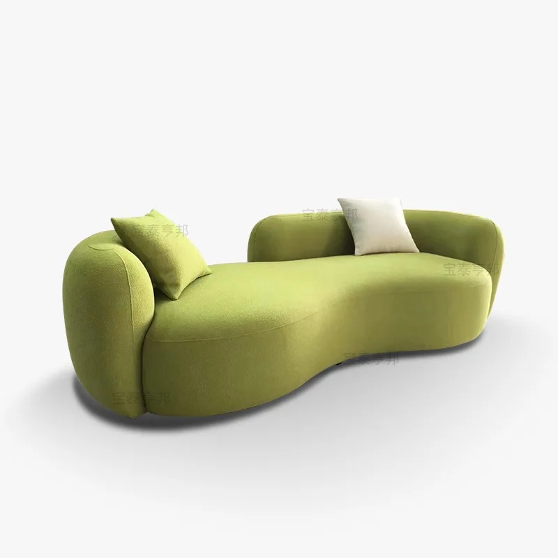 

Pea fabric sofa, lamb's wool arc, special-shaped cream style, Internet celebrity designer model, simple and light luxury living