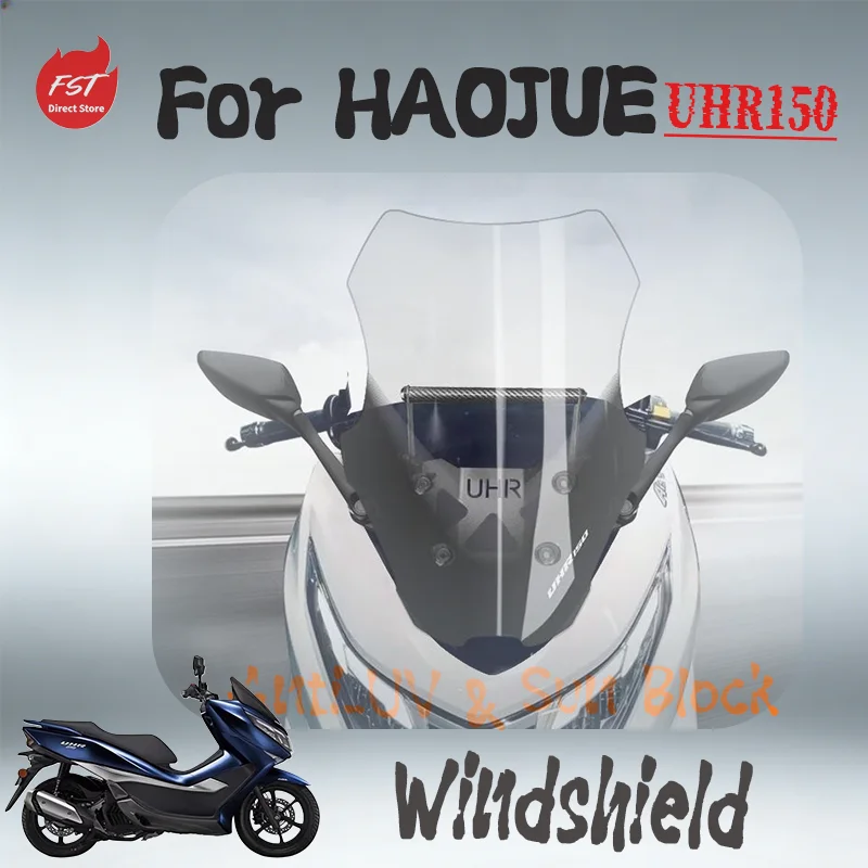 Adjustable Height Windshield for Haojue UHR150 with Mirror Relocation, Modified Front Wind Deflector