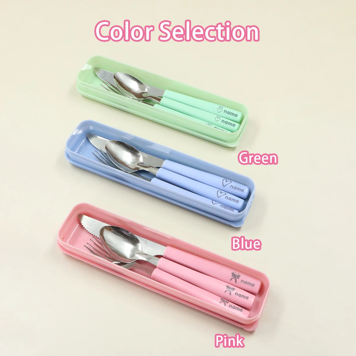 Custom Name Forks Spoons And Knives Set, Personalized Forks Stainless Steel, Customized Portable Tableware Three-Piece Set,