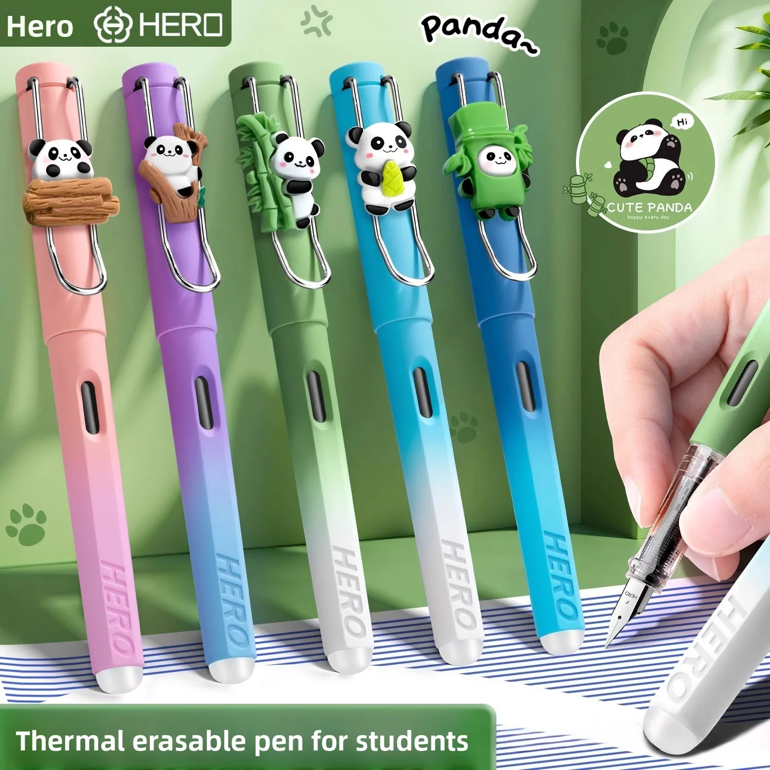 

Перьевая ручка Hero для практики каллиграфии, термочувствительные стираемые чернила, ручка для коррекции осанки, многоразовые картриджи для детей