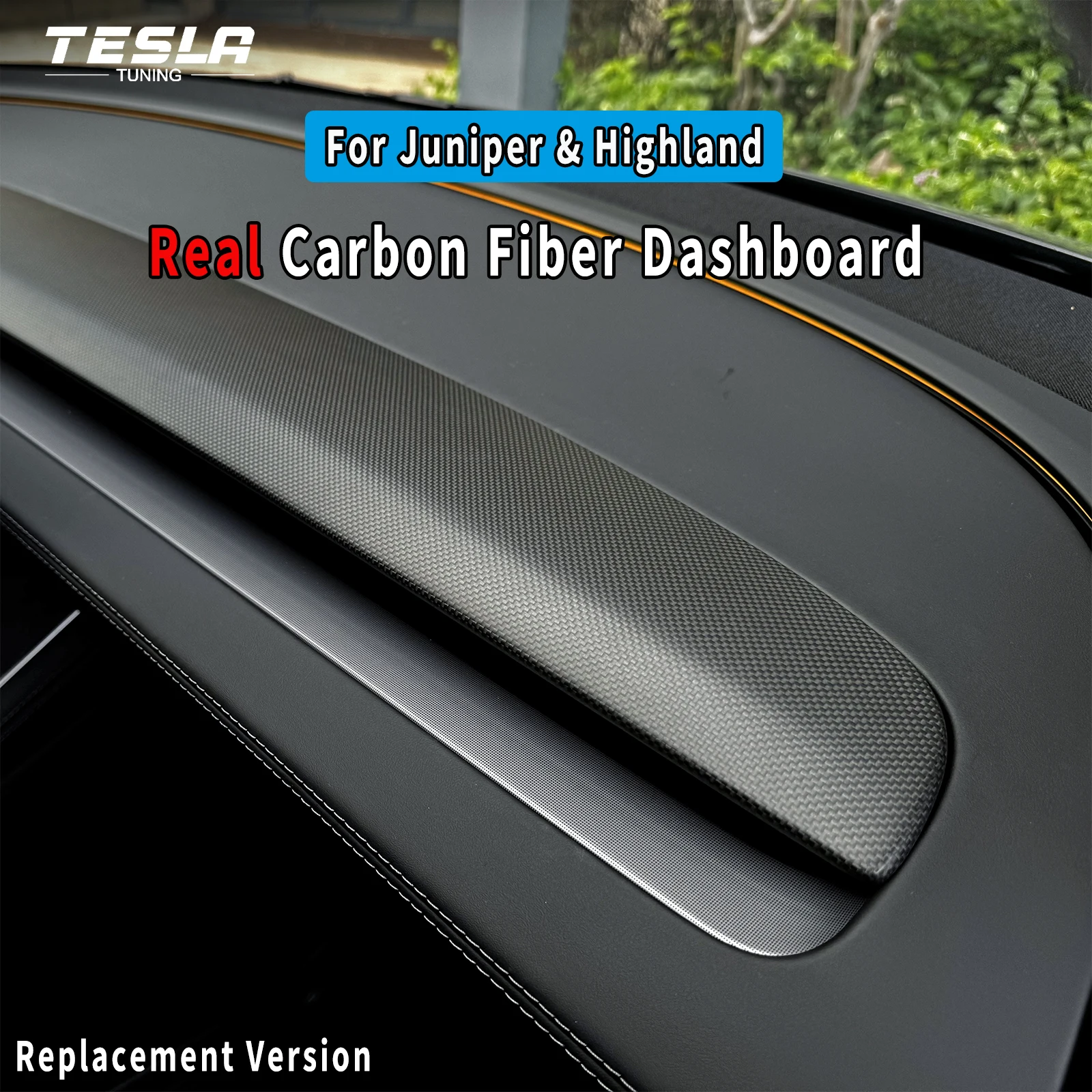 

Real Carbon Fiber Dashboard Replacement For 2025 Model Y Juniper Model 3 Highland