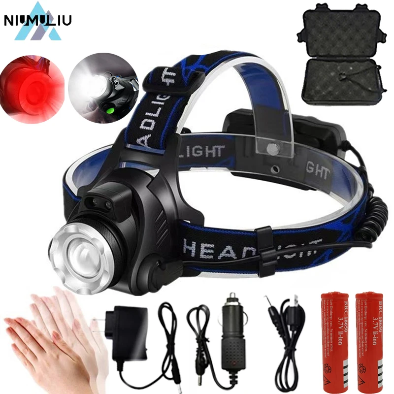 

F2 Fishing Camping LED Headlamp Headlight Hunting Red/White Beam Light Zoom LED 3 Modes Flashlight Running Hiking Reading Torch