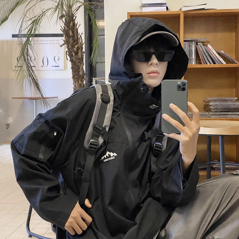 

Американская молодежная модная верхняя одежда: куртка для скалолазания в стиле самурая с капюшоном, на молнии, с подкладкой из флиса, в клетку