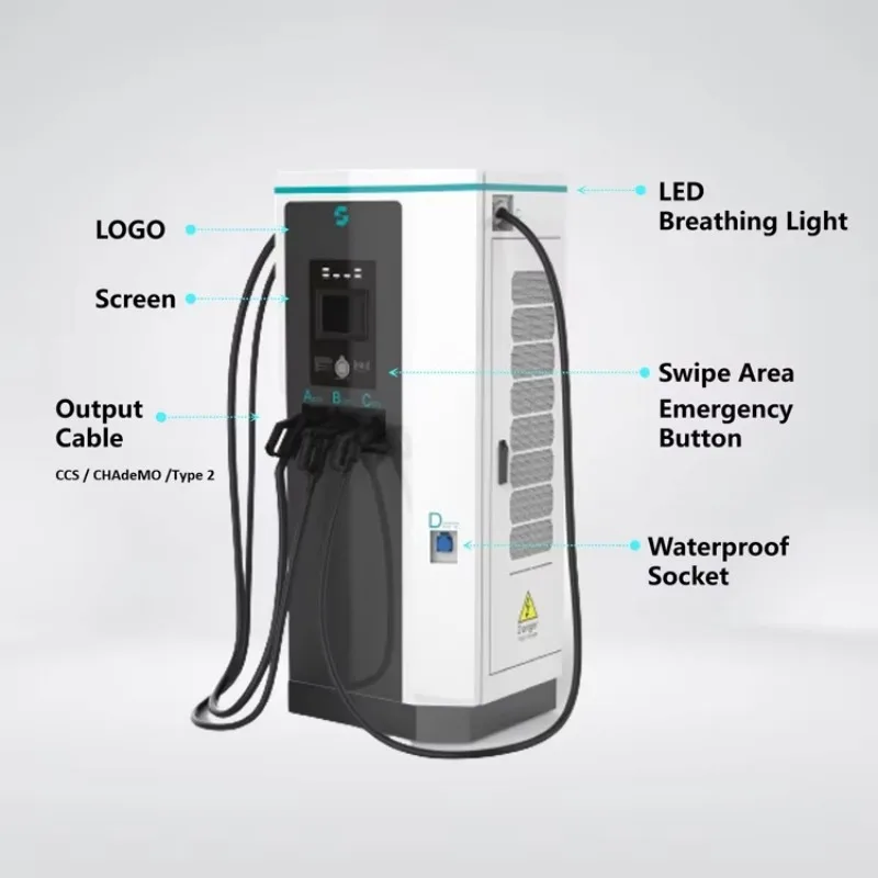 Grasen 3 Guns Dc Ev Fast Charger 60kW 120kW 22kW 44kW CCS GBT Type2 OCPP1.6J 4G POS Electric Car Charging Station