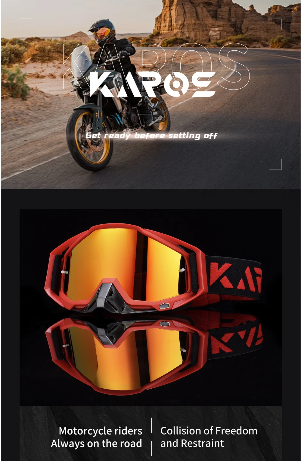KAROS Motorradbrille UV400 Antibeschlag MX Motocross Off-Road Helm Kompatible Reitbrille K336 – Detail 1