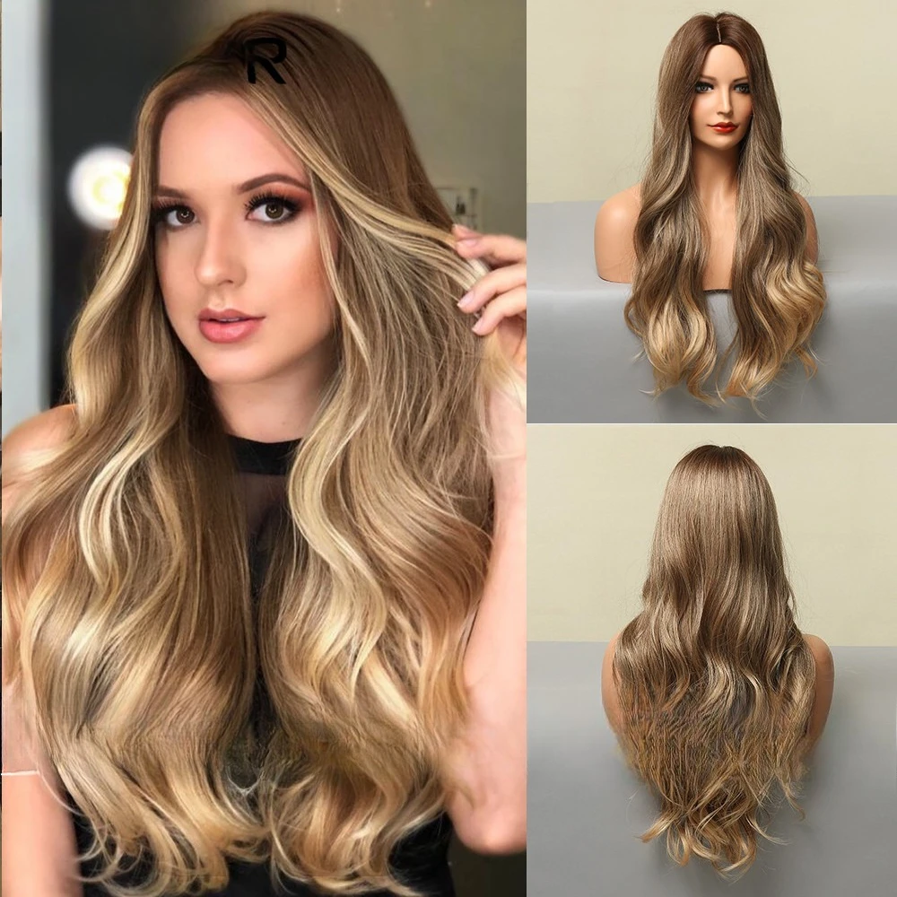 

European and American women's wigs are gradually changed in gold, big waves, high temperature silk, full head cover women
