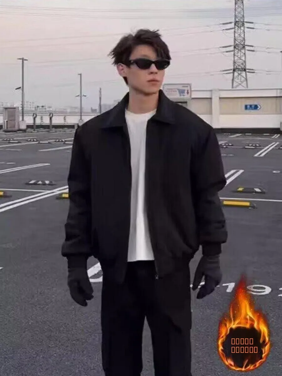 

Мужская хлопковая куртка-бомбер Bla с утепленными плечами и воротником, утолщенная, с длинными рукавами, на молнии, в бейсбольном стиле