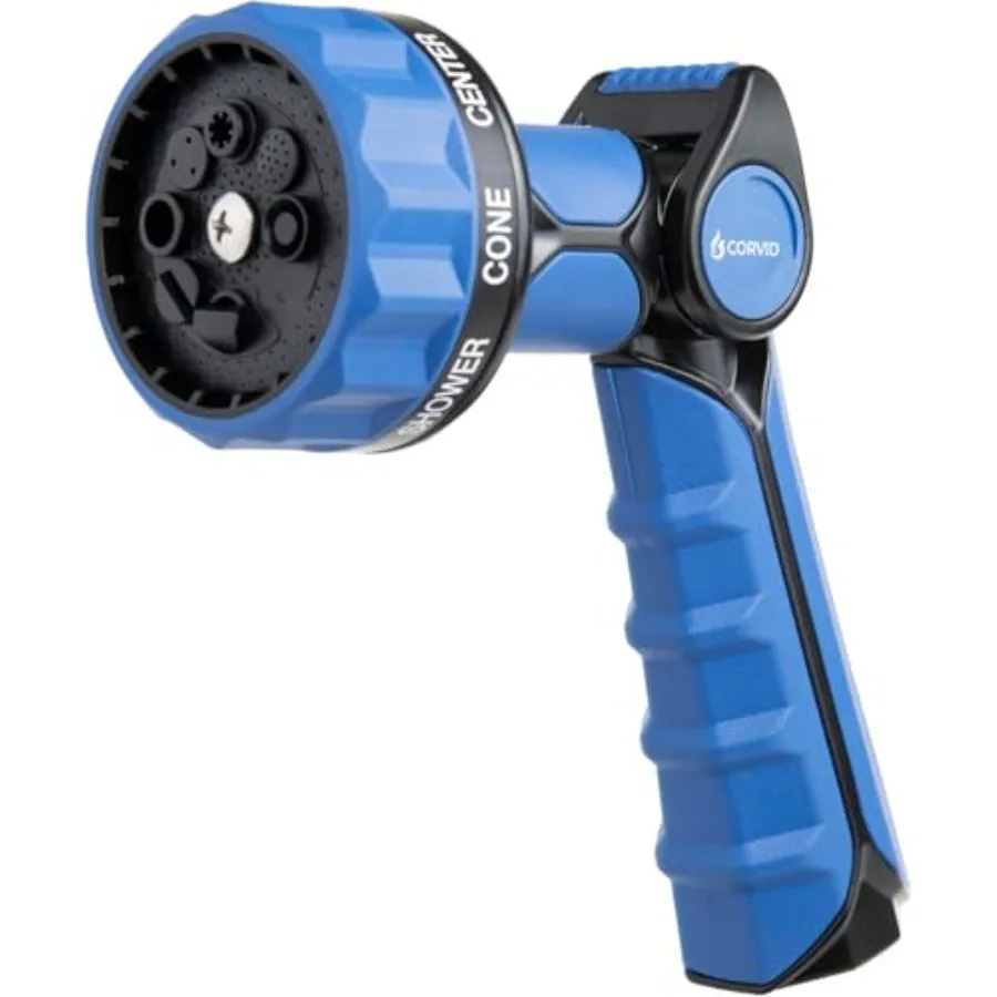 

Heavy Duty 8-Pattern Garden Hose Nozzle with Thumb Control Aluminum Alloy Black Grey Ergonomic Handle Adjustable High-Pressure