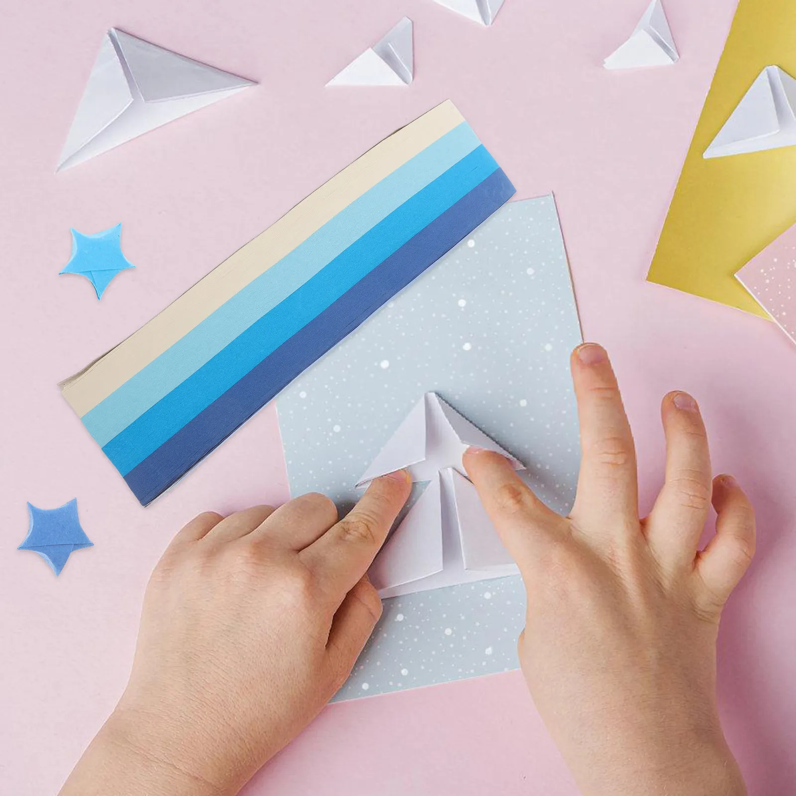 

1080Pcs Star Folding Paper Strips Creative Pattern Colored Paper Stars DIY Craft Supplies for Teens Adults Origami Art Projects
