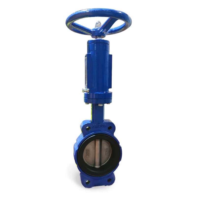 High Quality DIN JIS BS API PN10-16 Wafer Type Semi-lug Butterfly Valve Factory Suppliers with Spur Gear