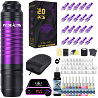 Tattoo Kit POSEIDON Purple Series Tattoo Gun Kit For Permanent Makeup Tattoo Machine Kit High Quality Power Supply Tattoo Pen Ki