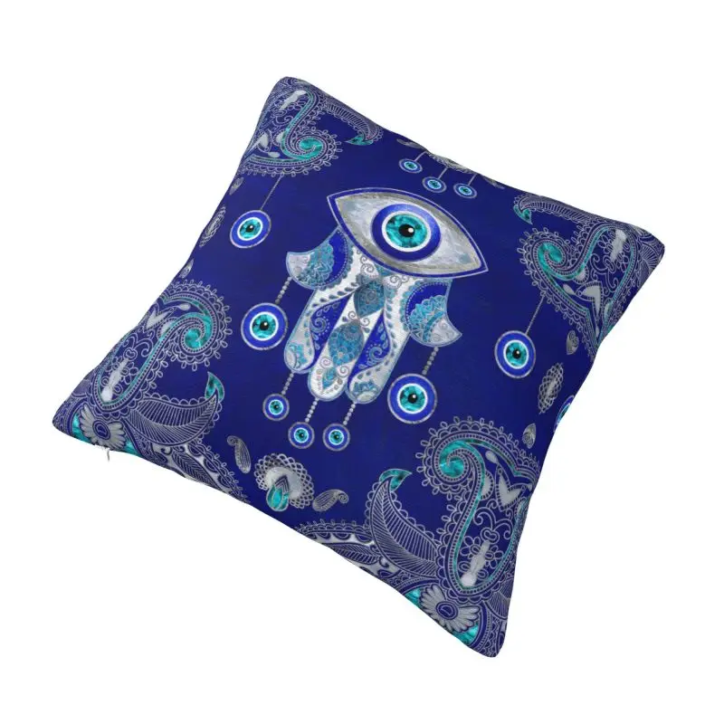 Custom Hamsa Hand Evil Eye Amulet Ornament Cushion Cover 40x40cm Velvet Nordic Throw Pillow