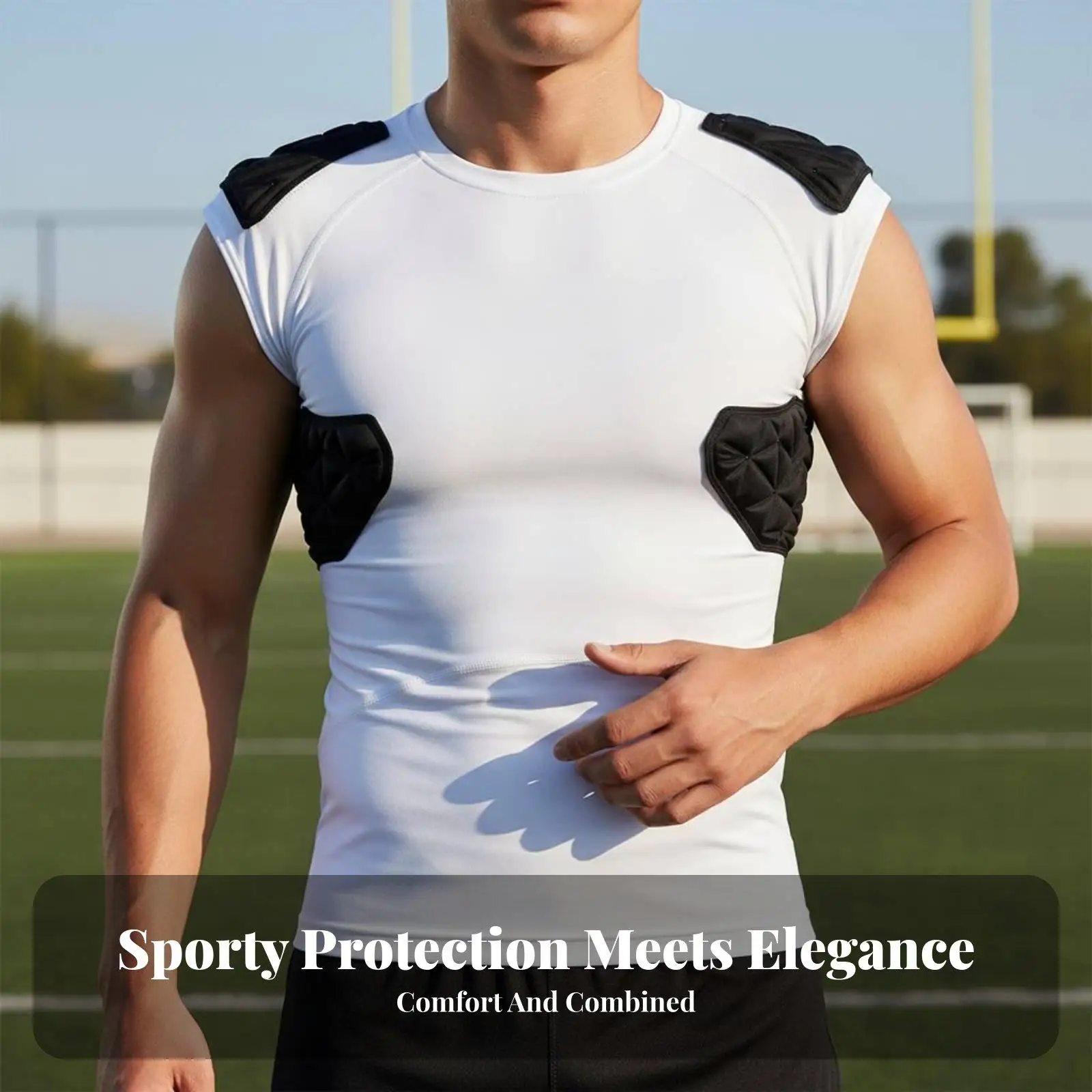 Training Rugby Shirt with Four EVA Foam Pads for Shoulder Rib Protection Football Backplates for Athletes