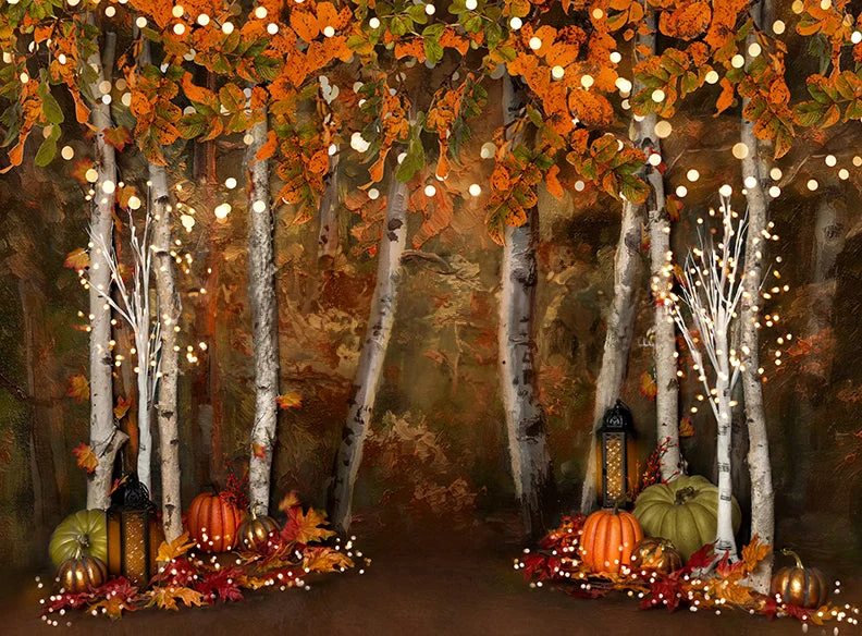 

Johnson Fall Autumn Tree Pumpkin Lgiht woods backdrops High quality computer print wedding Photography Studio Backgrounds