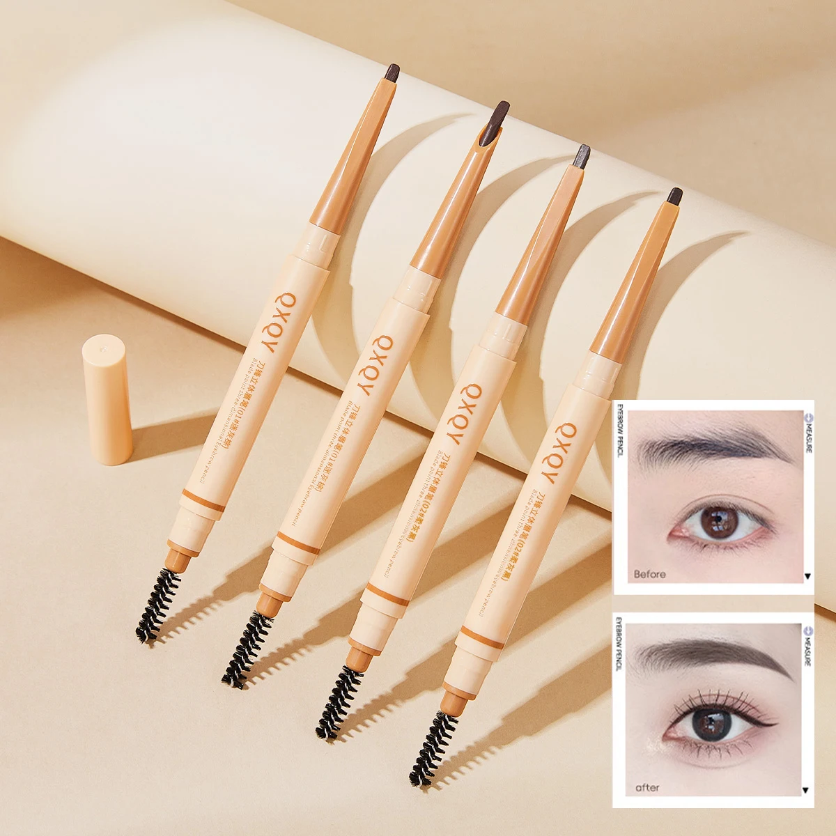 QXQY Blade 3D Eyebrow Pen Naturalny kolor, efekt naturalnych brwi, wodoodporny, trwały