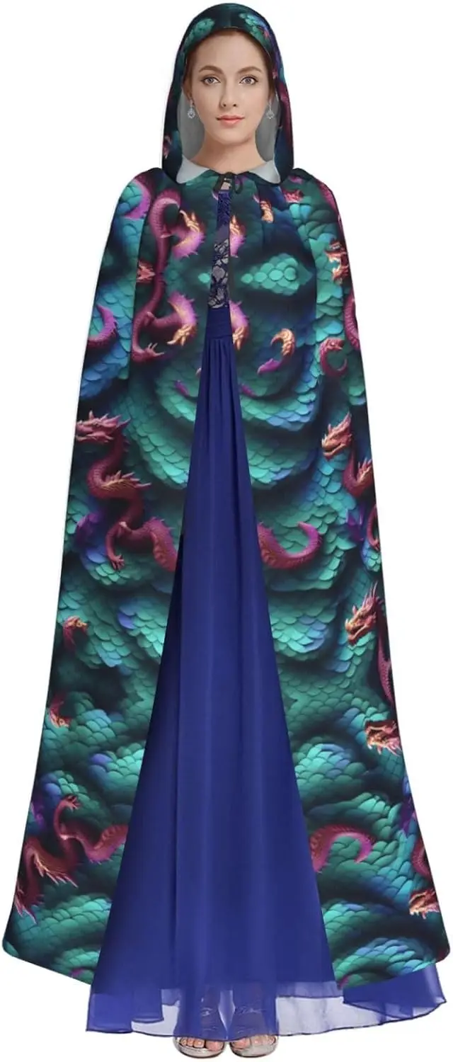 3D Magical Dragon Scales Pattern print Adult Hooded Cape Carnival Festival Cape Cosplay Robe Costume party Gothic Carnival
