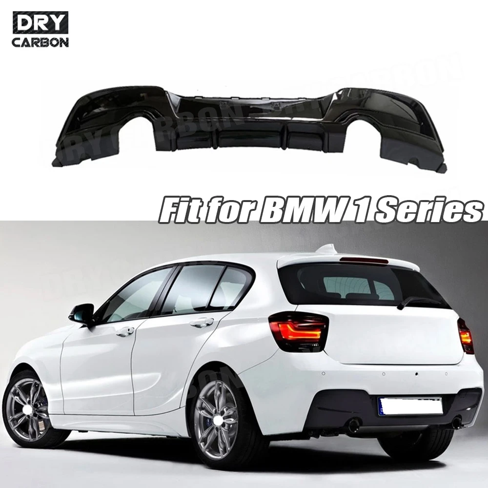 

ABS Carbon Look Rear Bumper Lip Diffuser Gloss Black Lip Extension Covers For BMW 1 Series F20 M Sport M135i 2012 2013 2014