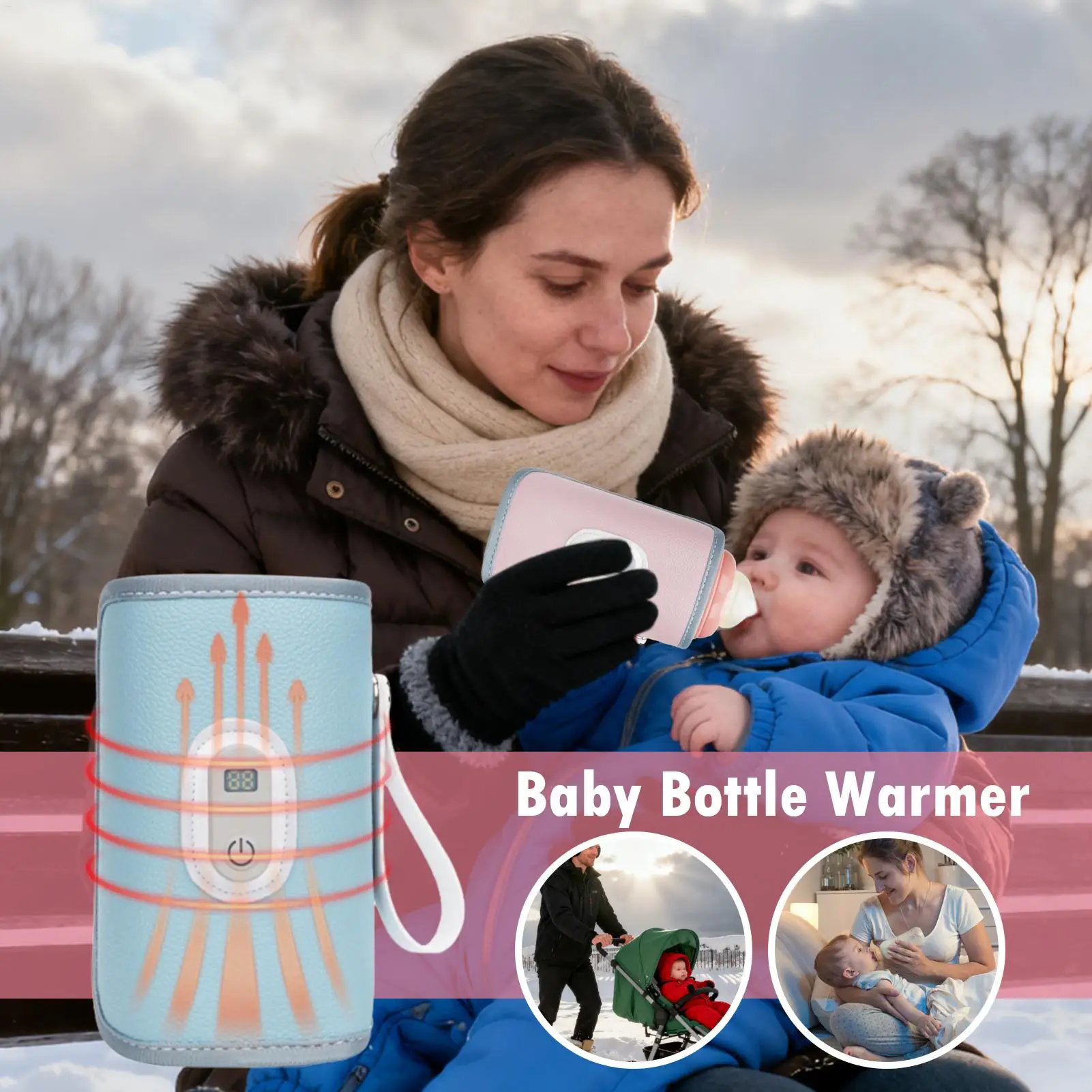Milk Warmer for Baby Constant Temp Warming Sleeve Digital Display Breastmilk Warmer for Toddler Boy Girl Dad Parent Home Nursery
