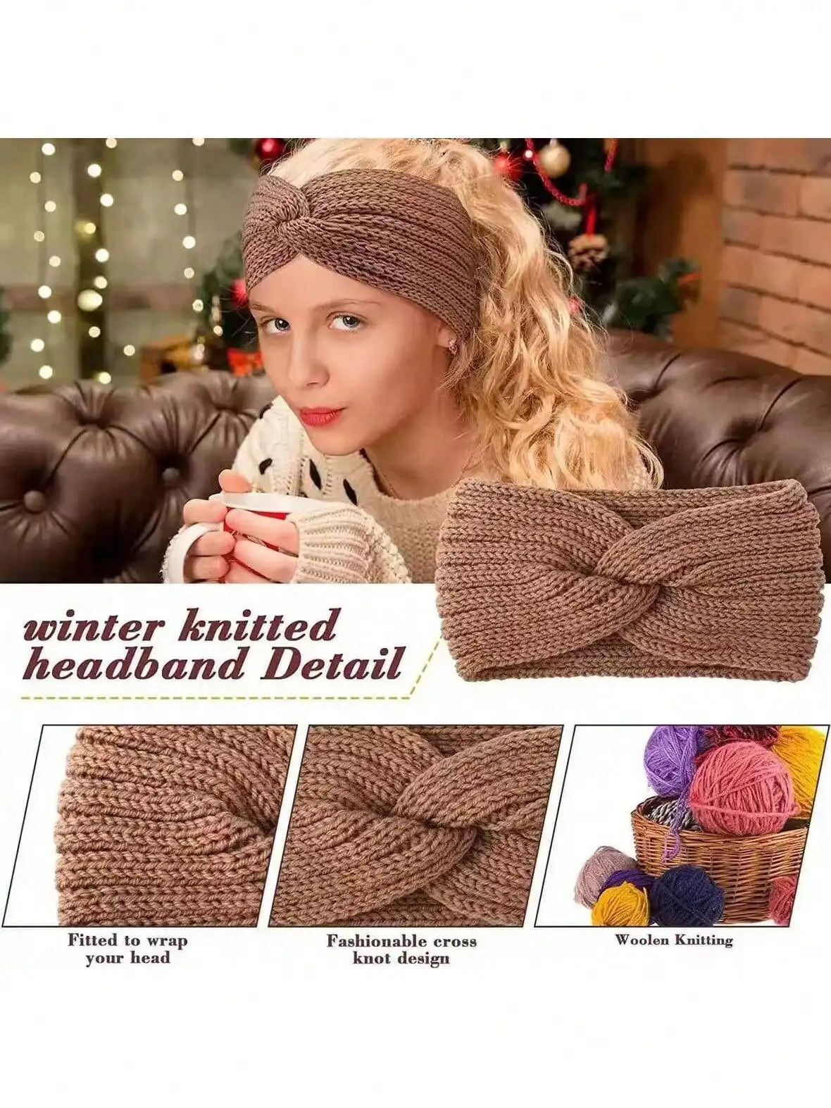 

1 Piece Fashionable Warm Knitted Cross Hairband, Hand-Knitted Headband for Teenagers – Autumn & Winter Essential