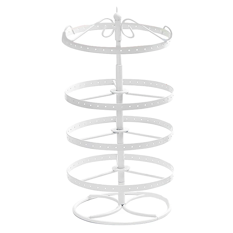 4 Tiers Metal Rotating Earring Organizer Hanger, 168 Holes Exquisite Jewelry Display Stand Necklace Rack Holder