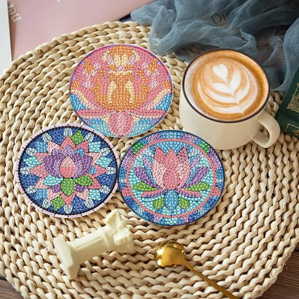8 Buah/Set Tatakan Gelas Lukis - Resin Art Coasters ulasan dan harga