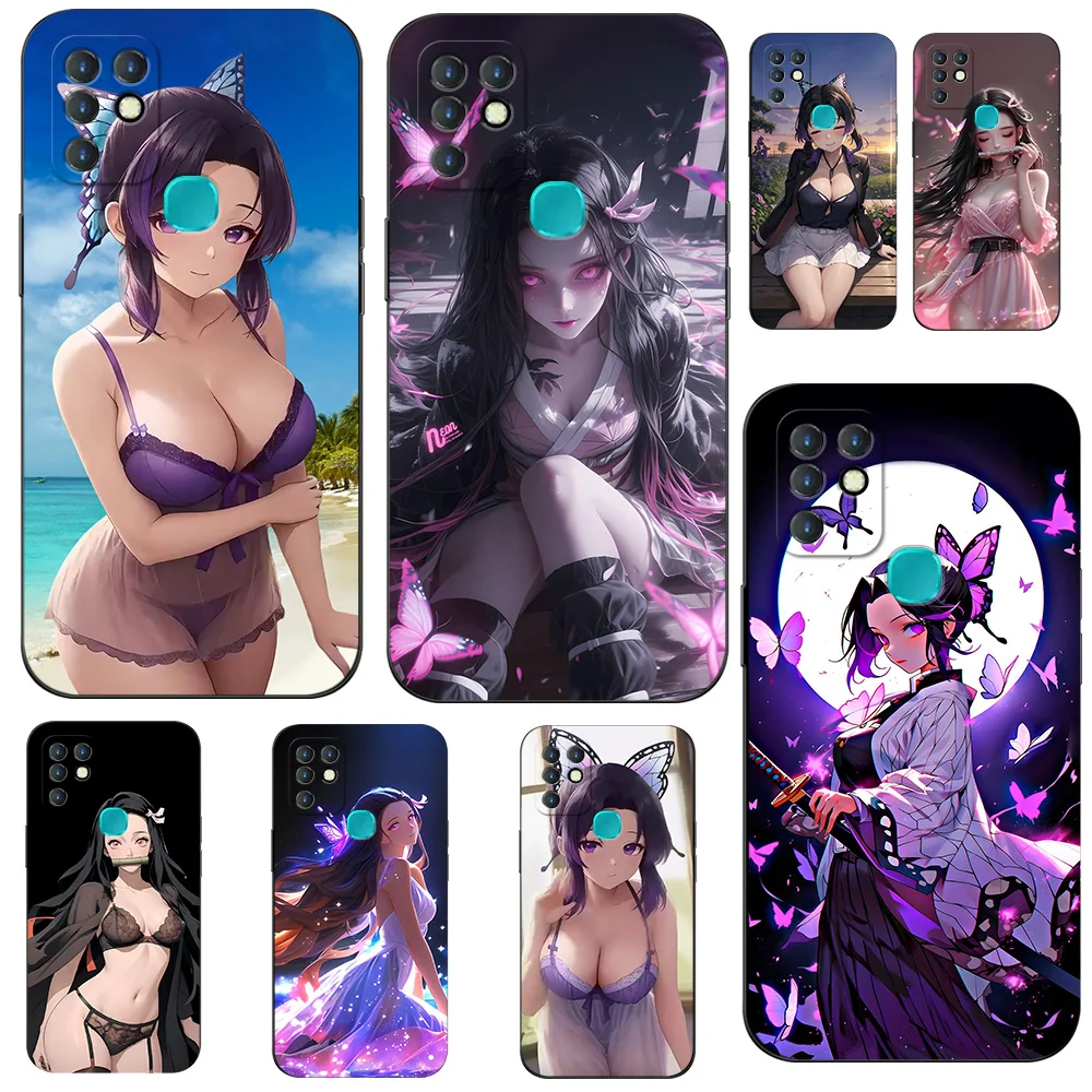 Case For infinix HOT 10 Silicon Phone Cover black tpu case Demon Slayer NezukoBikini