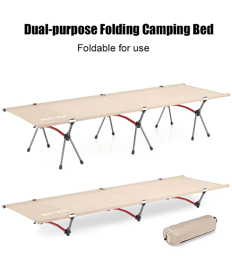 WESTTUNE Campingbett, tragbares Klappbett, ultraleichtes Schlafbett aus Aluminiumlegierung für Outdoor-Wandern, Rucksackreisen, Reisen – Detail 2