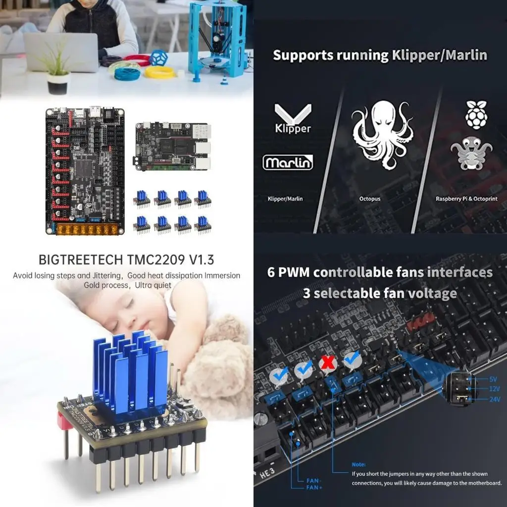 

31BA -принтеры Гейфборды с 32 -битным осьминогным осьминогромом V1.1 BTT V1.2 Плата управления TMC2209