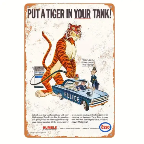 Put a Tiger in Your Tank ESSO 12 x 8 inch Metal Sign Distressed