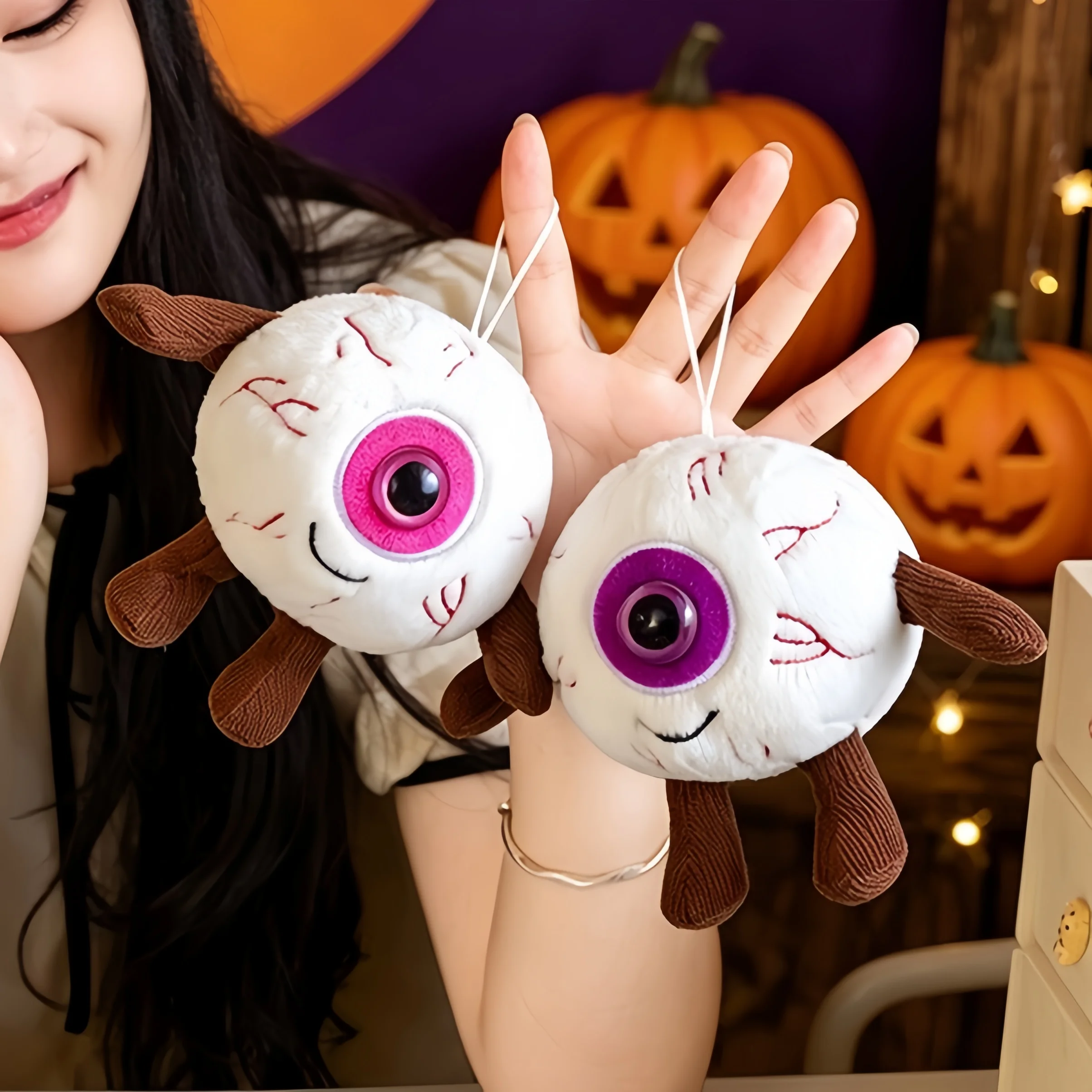 Eyeball Plush Toys Funny Prank Toy 14cm Halloween Style Pendant Festival Decoration Toys Creative Keychain Surprise Gifts