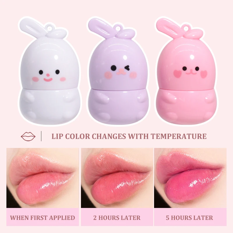 Goody Bunny Lippenbalsam Farbwechselnder Feuchtigkeitsspendender Reparierender Lippenstift Wasserfest Anti-Trockenheit Rissiger Lippenstift mit Farbwechsel bei Wärme