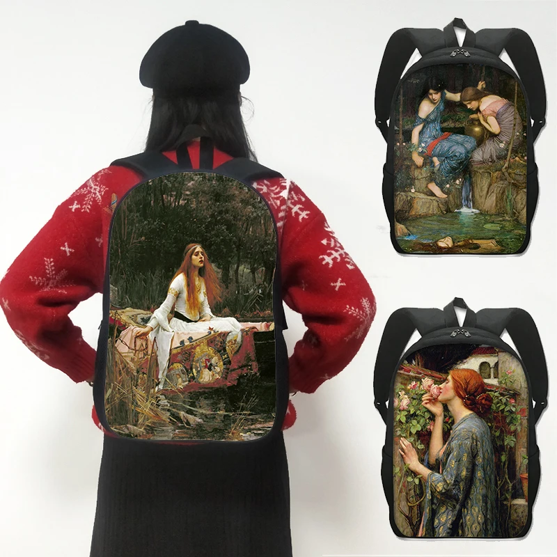 Famous John William Waterhouse Oil Painting Backpack Soul of The Rose School Bags for Teenager Daypack Travel Laptop Rucksack