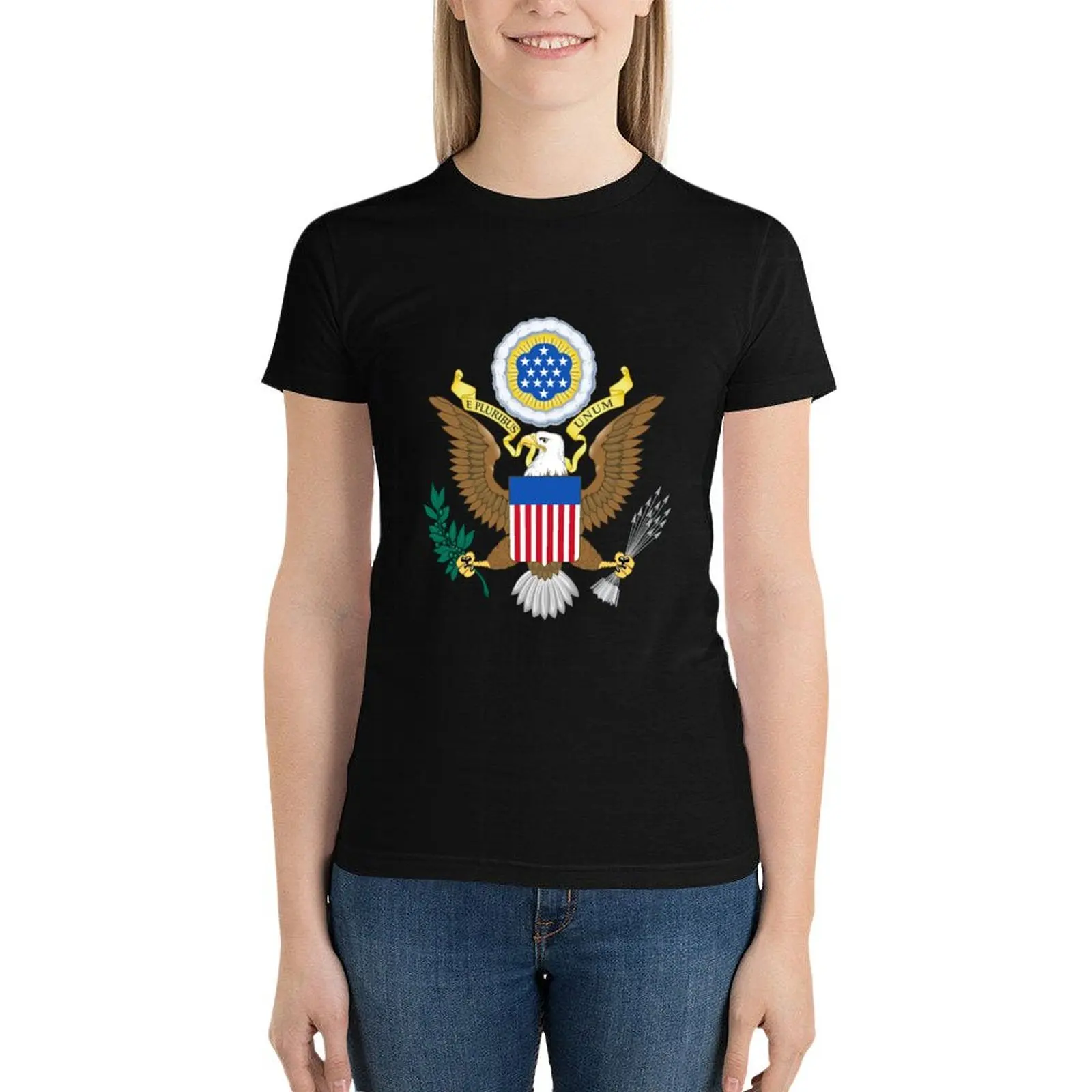 Greater coat of arms of the United States T-Shirt hippie clothes summer top summer tops t shirts for Womens image 4