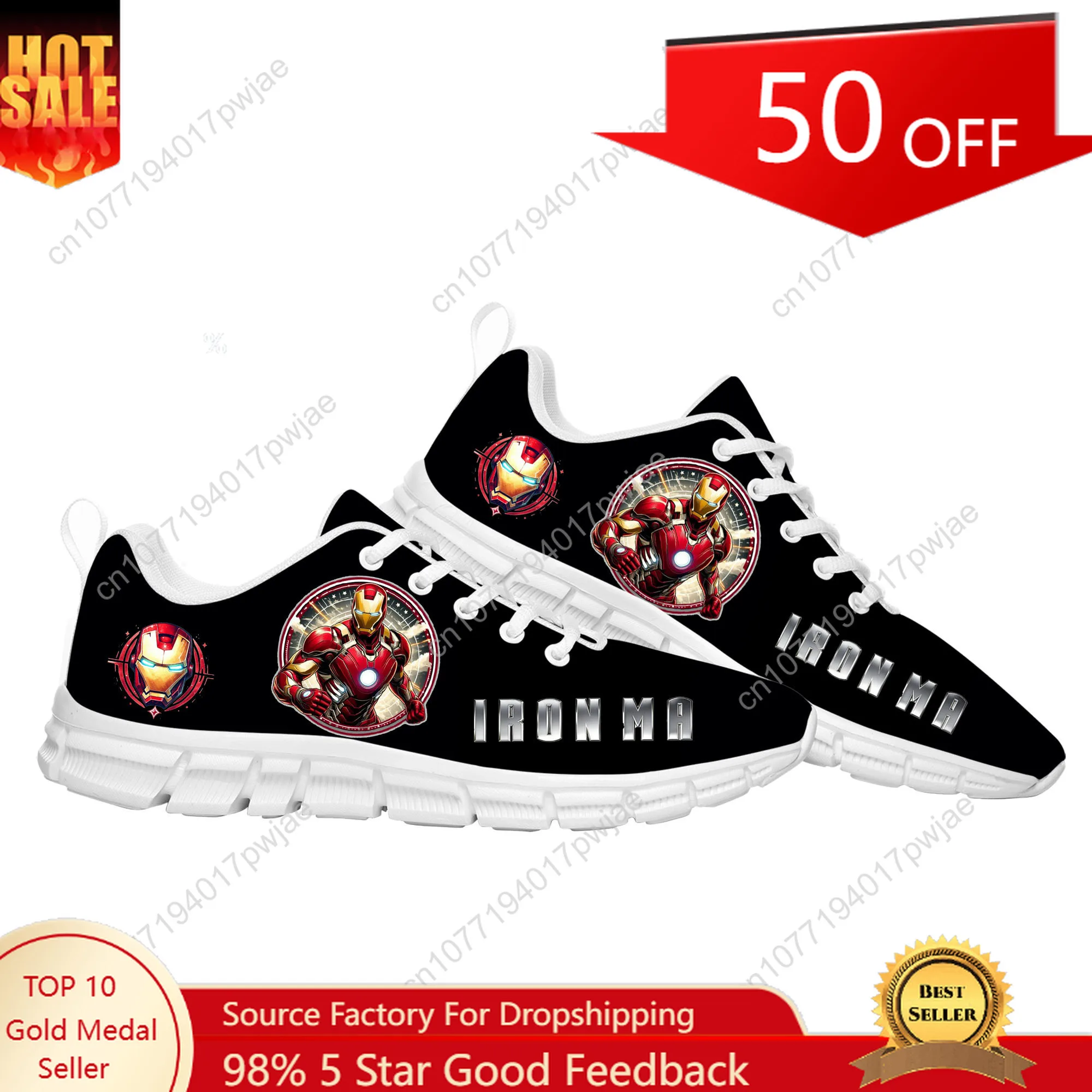 

Marvel Iron Man Sports Shoes Mens Womens Custom Sneakers Lightweight Casual Sneaker