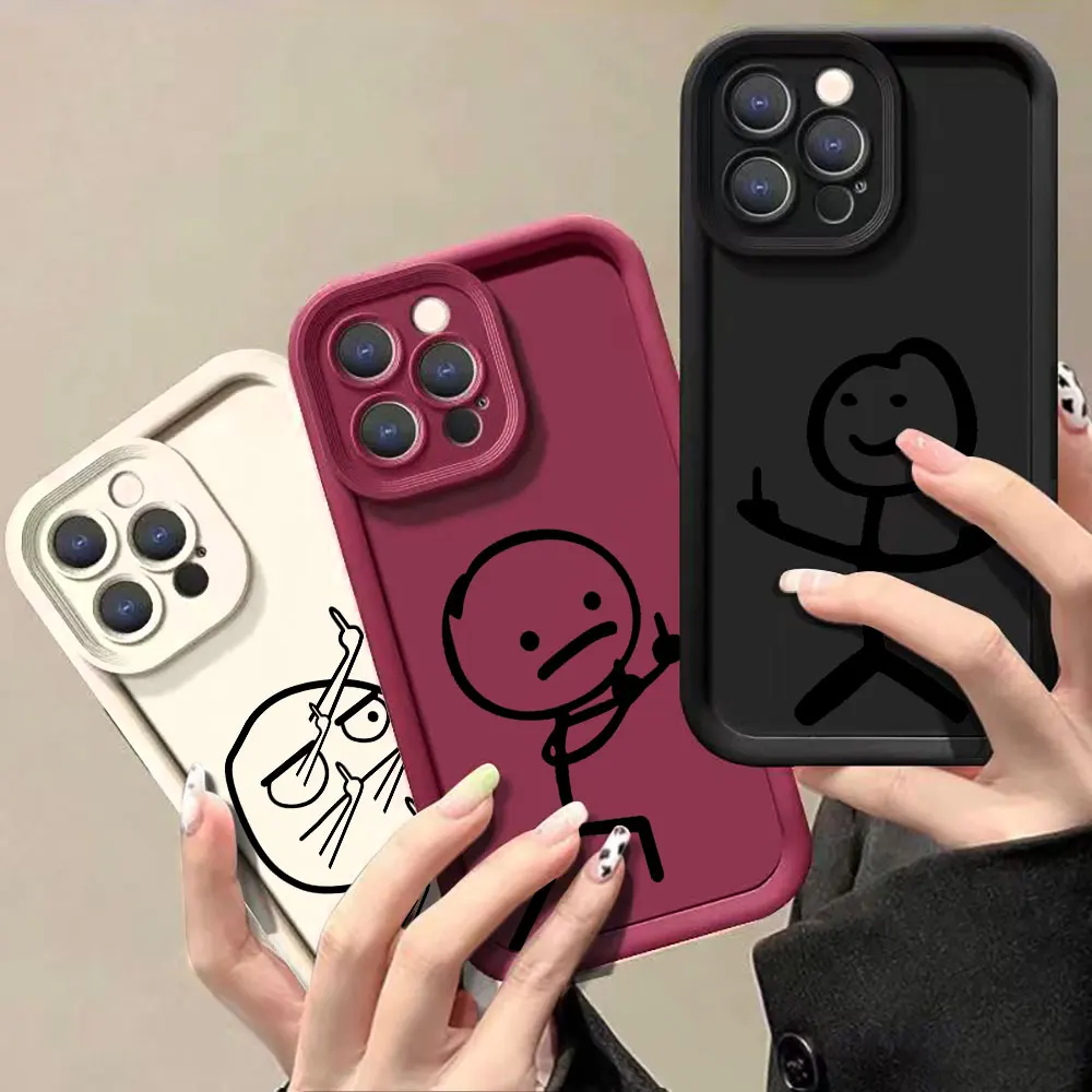 Cartoon Matchman Men Middle Finger Case For OPPO A98 A96 A94 A93 A92 A52 A78 A76 A74 A72 A58 A57 A55 A54 A53S S53 A38 A31 Cover