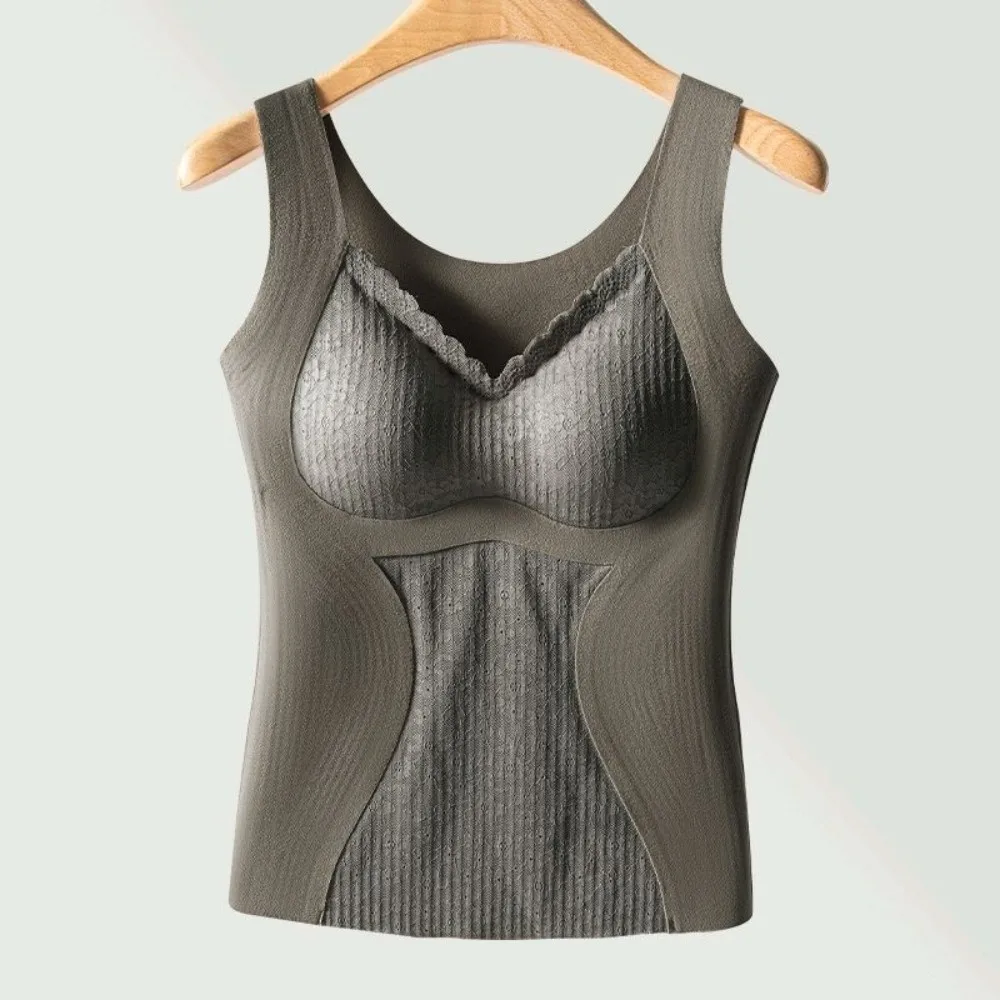 Thermo-Unterwäsche aus Spitze, Kaschmir, ärmellos, schlankmachende Wolle, Thermo-Shapewear, Leibchen, Samt, Fleece, Bauchkontrolle