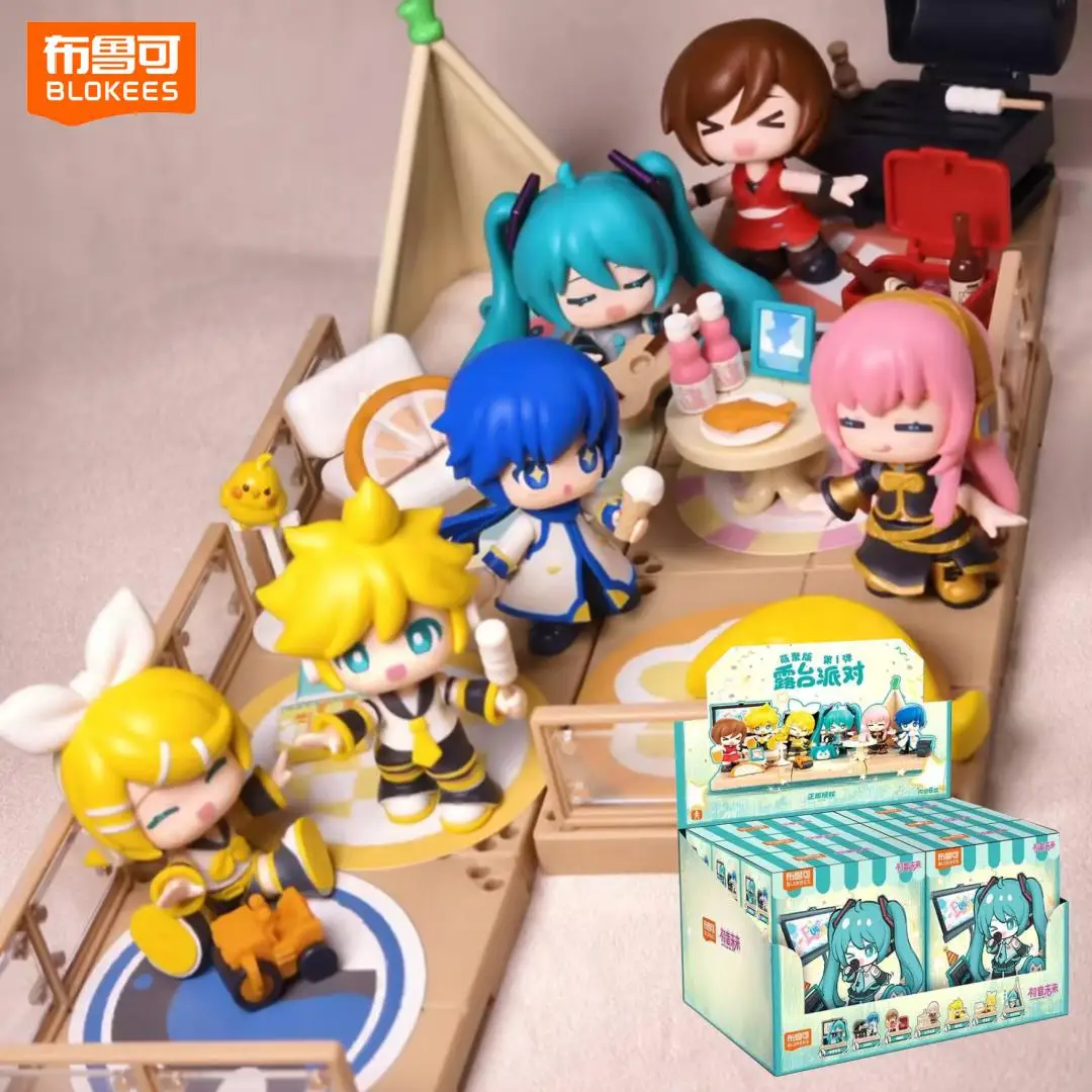 

Blokees Hatsune Miku Terrace Party Series Blind Box Miku Meika Kaito Rin Len Action Figures Assembled Toys Model Gift