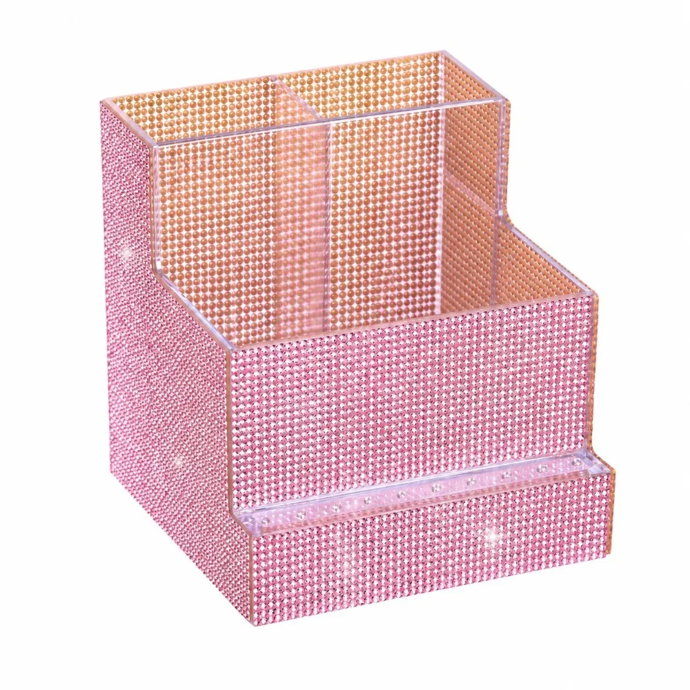 Full Rhinestone Nail Art Tool Organizer Dual Compartment Large Capacity Drill Bit Holder 10 Slot Holder Multifunctional