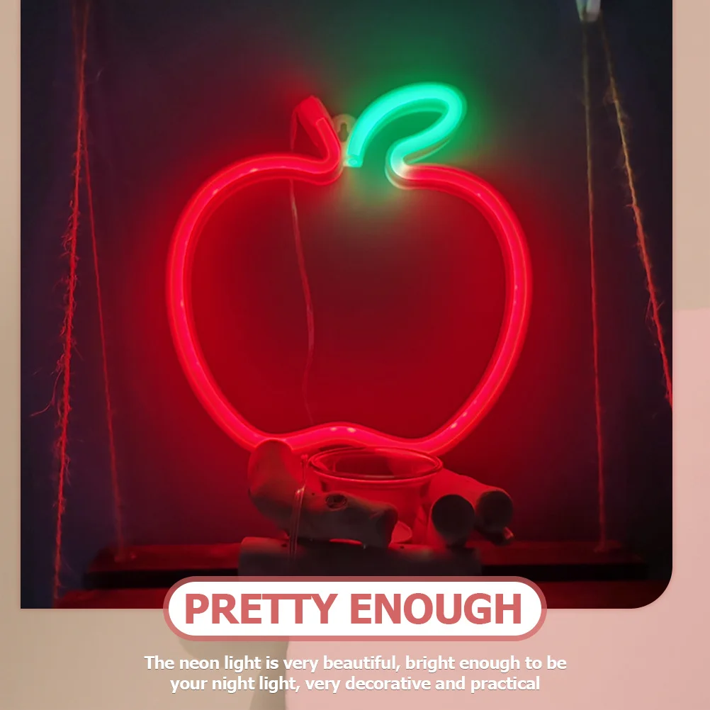 

LED Neon Light Apple Shape Decorative Sign for Room Party Wedding Background Pink Lamps Bedroom Night Light Display