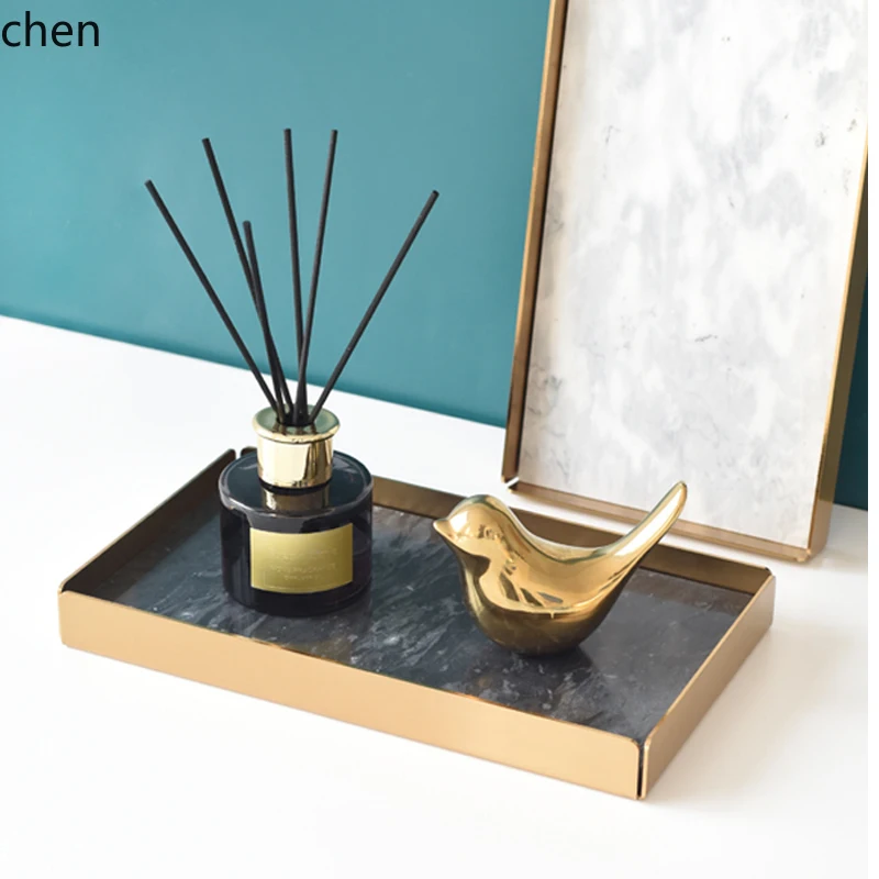 Rectangular Marble Tray Cosmetic Jewelry Storage Tray Hotel Bathroom Storage Tray