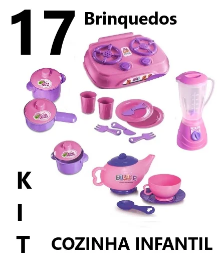 Altimar Kit Cozinha Infantil, 17 Brinquedos, Fogão, Panelinhas, Pratos, Brinquedo Educativo Para Crianças