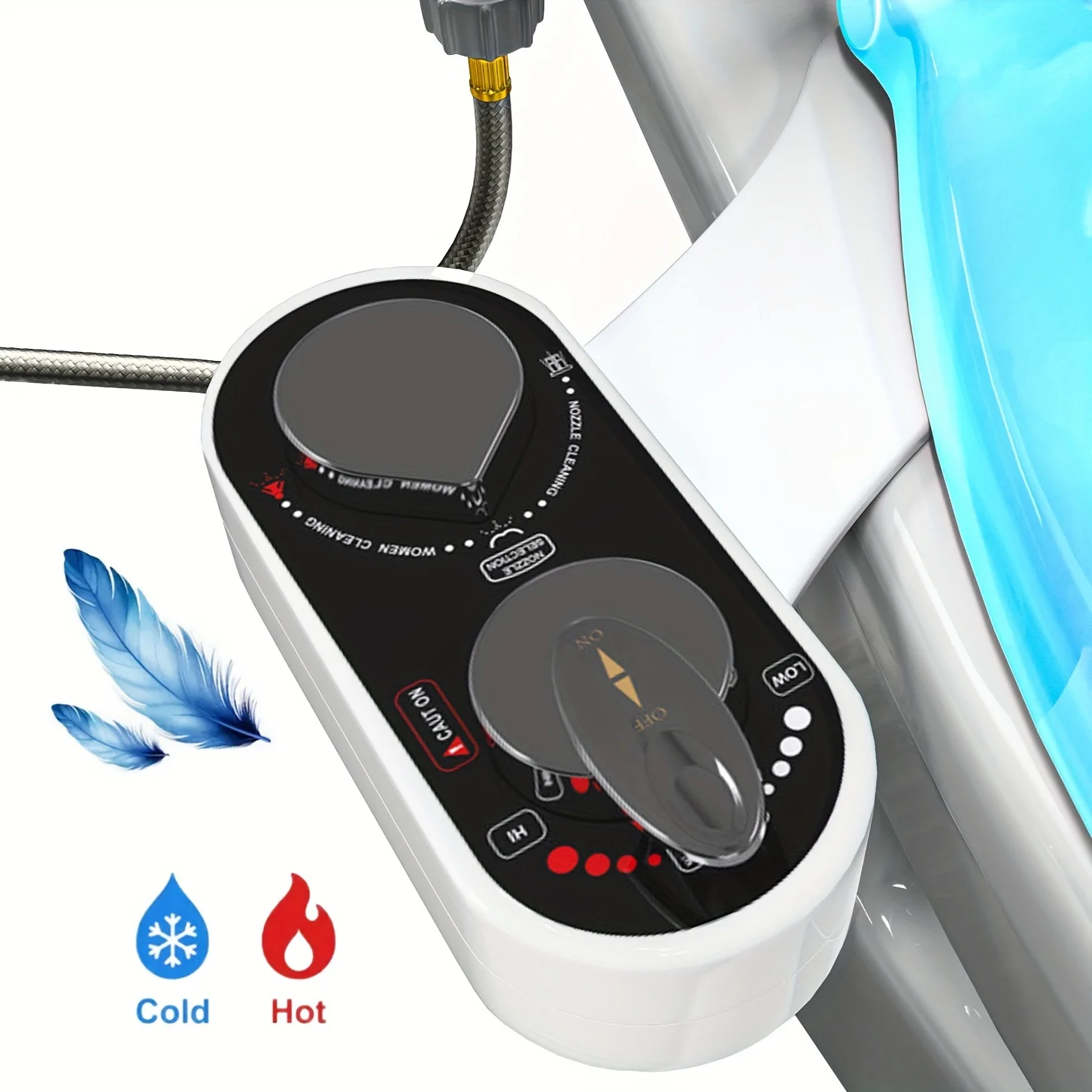 

Bidet Attachment for Toilet, Hot and Cold Water Spray Non-Electric Dual Nozzle for Frontal & Rear Wash