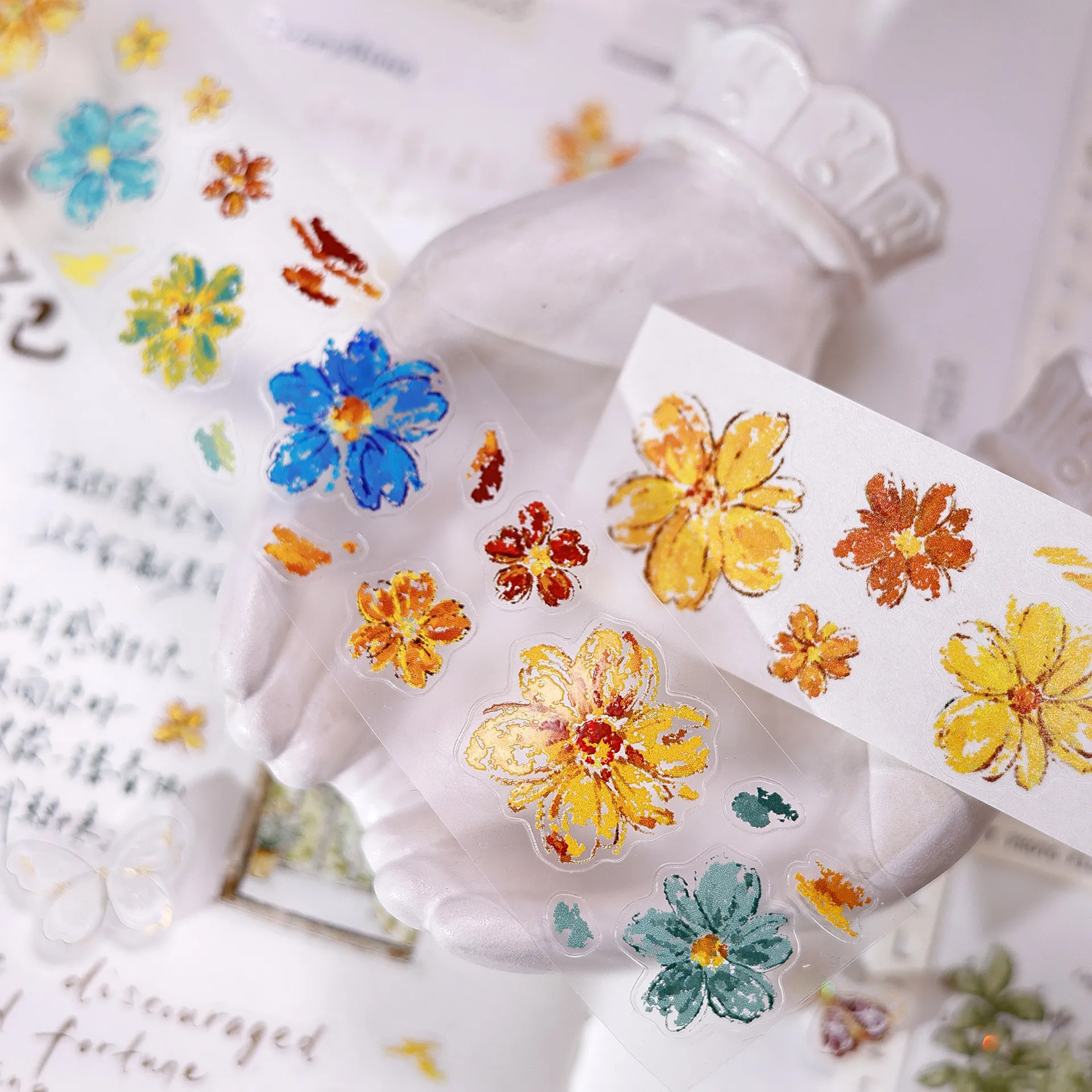 

Клейкая лента васи, вырубные стикеры Xiaobaijia, серия «Город легких соленых цветов», легкий ретро-дизайн с мелкими цветами, универсальные