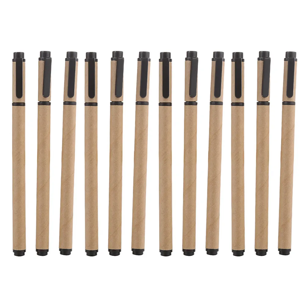 

12Pcs Sign Gel Ink Pens Kraft Paper Shell Creative Pens for Students Writing Office School Stationery Set
