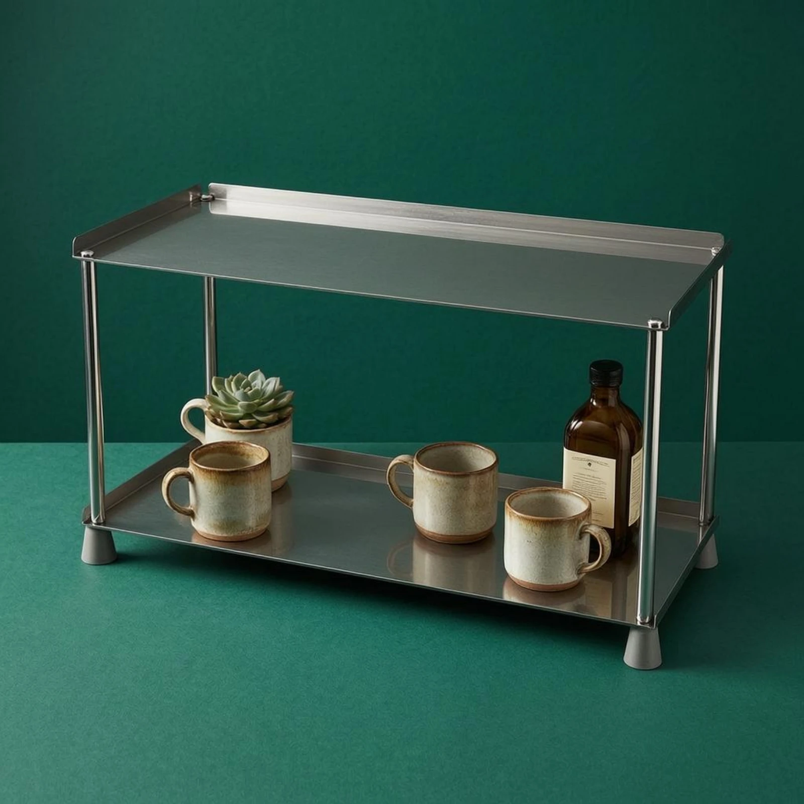 Stainless Steel Countertop Rack No Installation Open Frame Countertop Shelf Household Storage Heavy-Duty