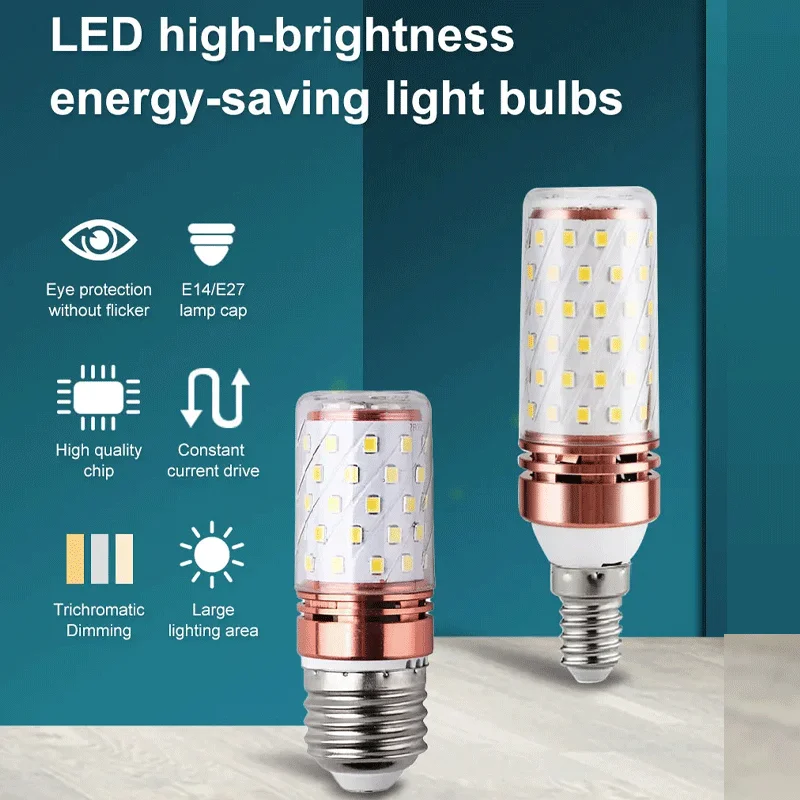 

1-10PCS LED Corn Light bulb E14 E27 Lamp Indoor Warm Cold White Light 6W 9W 12W AC220V LED Candle Bulb Home Decor Chandelier
