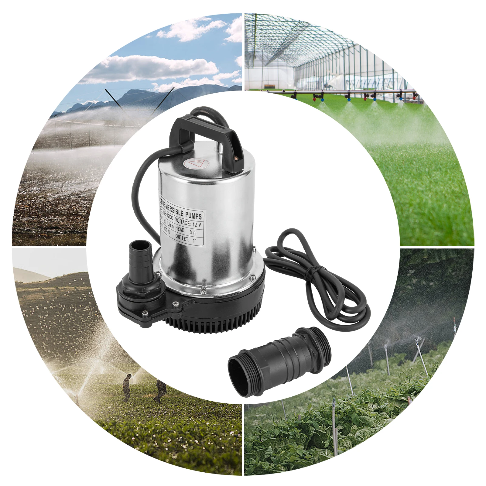 Submersible Pump DC 6000L/H DC 12V 160W Fish Fish Stainless Steel Pump