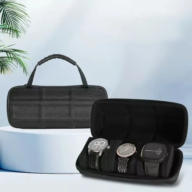 Watch Roll Box 3 Slot Fashion EVA Display Watch Storage Box Watch Organizer Shockproof Watch Storage Case with Cushions Pillows